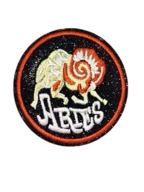 Aries Zodiac Sign Iron On Patch Glitter Embroidered Astrology Patch